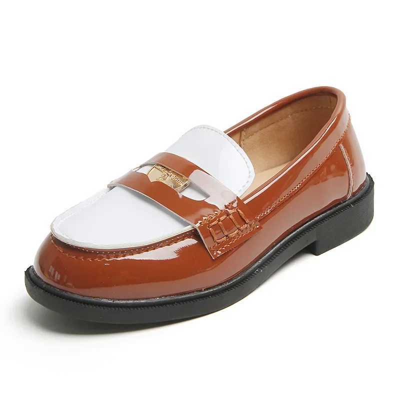 Athletic Outdoor Children England Style Boys Leather Shoes Kids Fashion Dress Shoes PU Leather Soft Sole Sneakers School Uniform Loafer FlatsY2501160Y