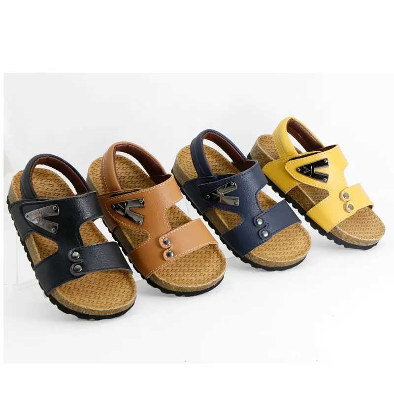 Sandals Children Summer Boys Sandals Soft PU Leather Flat Heels Toddler Kids Cork Comfortable Casual Shoes Male Teenagers 1-3-12 YearsY250116Q9PQ z250