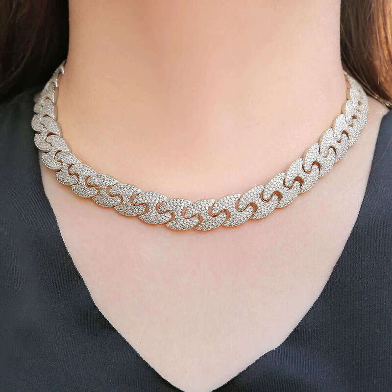 Letter Style chain for men women Ice Out GRA Moissanite Cuban k Chain Hip Hop Necklace Fine jewelry gift