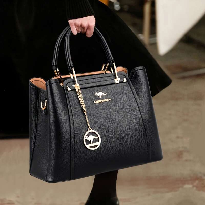 Elegant large capacity women's artificial leather bag - multifunctional handbag with detachable shoulder strap, zipper closure, polyester lining,