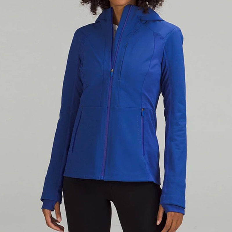 European and American women's high-quality zipper cardigan waterproof hooded sweatshirt yoga suit slimming sports jacket with fleece jacket