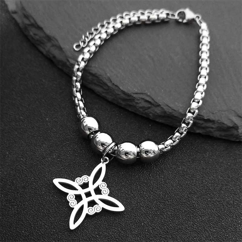 Wicca Celtic Knot Stainl Steel Bracelet Women/Men Silver Color Witch Geometric Irish Knots Bracelets Jewelry pulseras B7053S0XJ250117