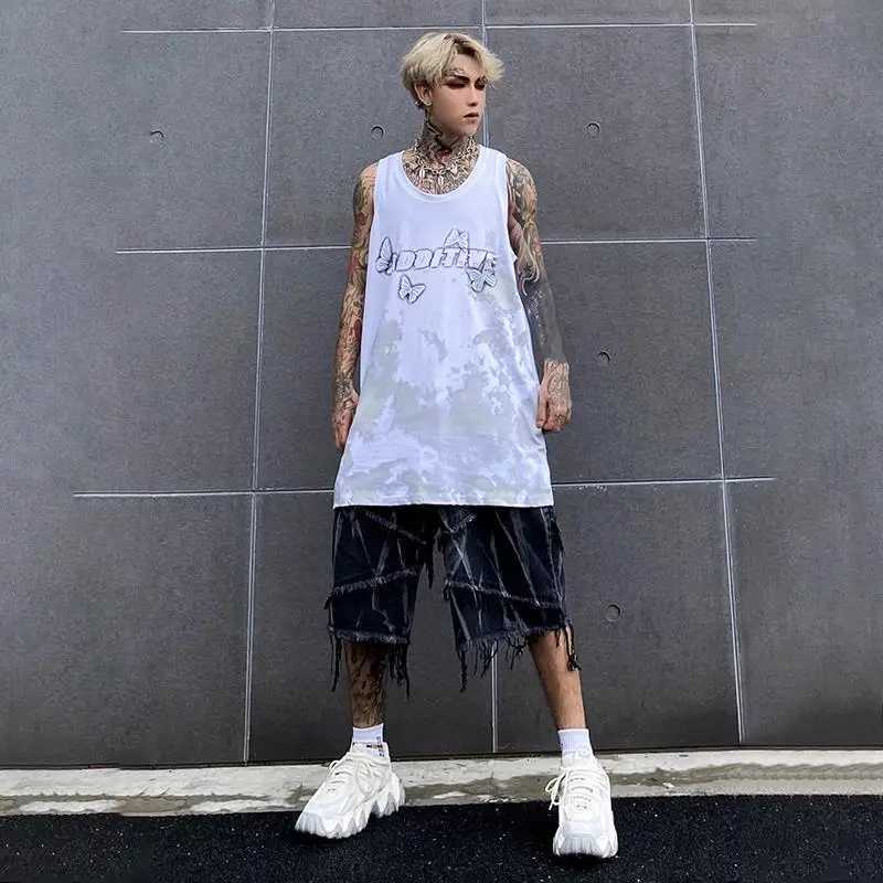 Summer Male Denim Shorts Jeans Man Baggy Mens Summer Shorts Y2K Black Punk Streetwear Hip Hop men casual shortsXJ250117