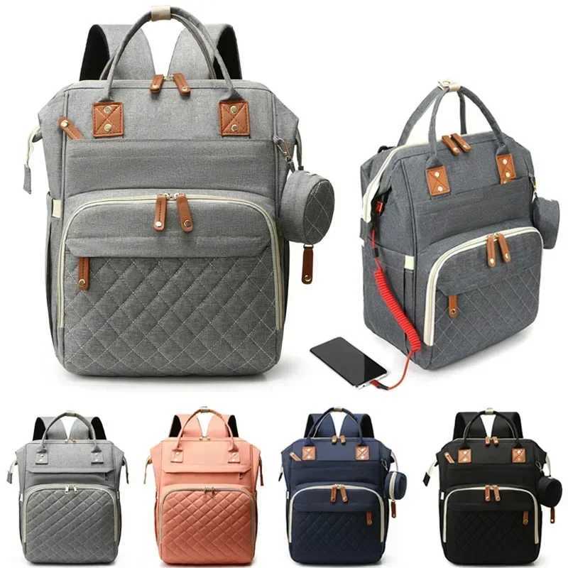 USB Mummy Bag Diaper Bag Baby Care Large Capaci Mom Backpack Mummy Materni Wet Bags Waterproof Baby Pregnant Nappy BackpackXJ250117