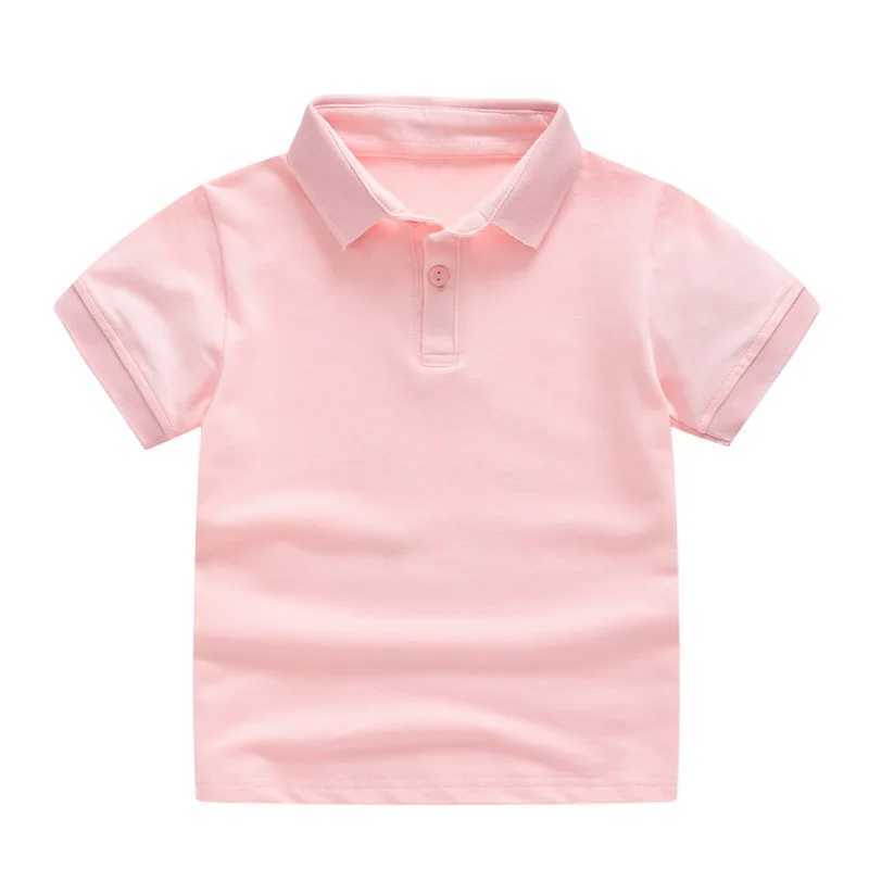Solid Color Boys Girls Summer T-shirts Quality Cotton Uniform Polo Kids Tops Tees Fashion Childrens Clothes M250116