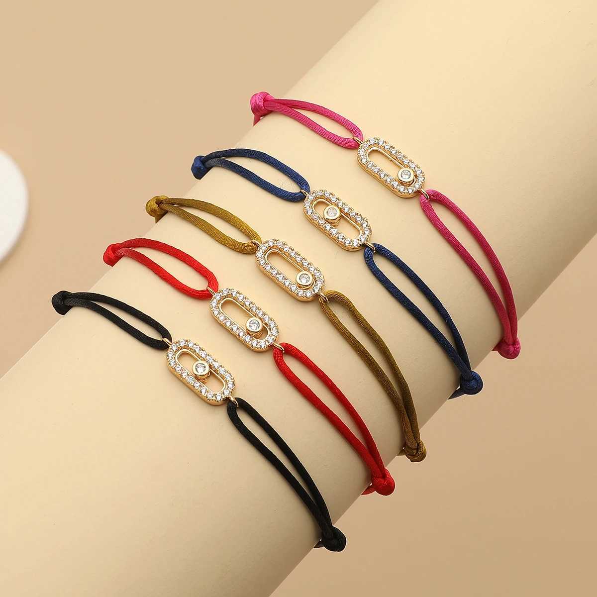 2024 New Simple Fashion Women Can be moved Zircon Rope Bracelet Lace up Chain Adjustable Rope Bracelet jewelry accoryXJ250117