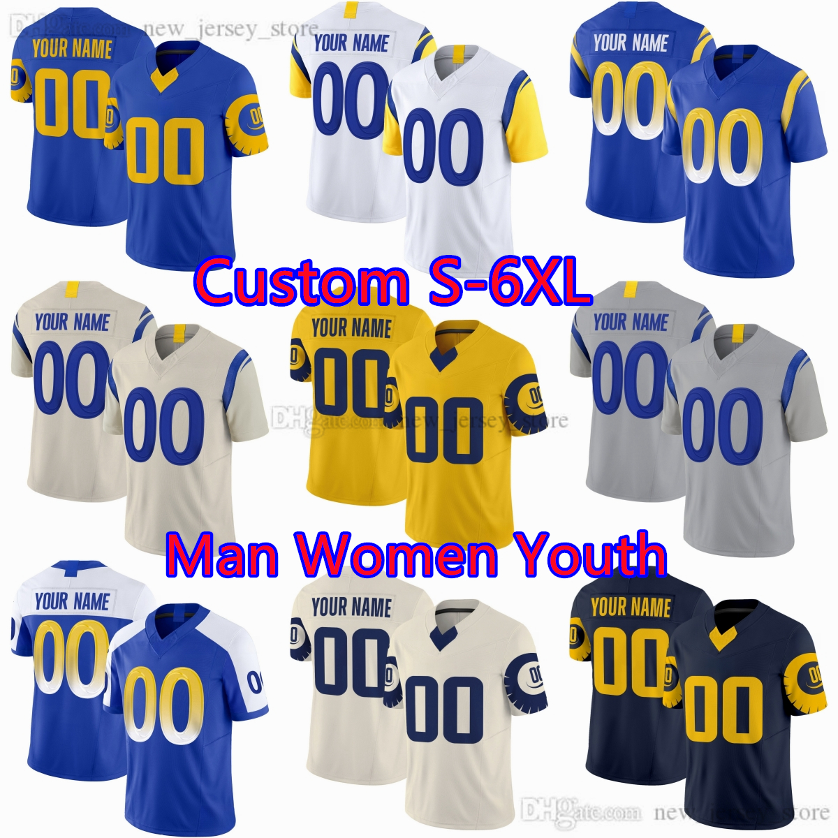 Custom DIY 2025 New 10 Cooper Kupp Jersey Stitched Football 9 Matthew Stafford 8 Jared Verse 55 Braden Fiske Jerseys S-6XL Man Nacua Women Youth Kids Garoppolo