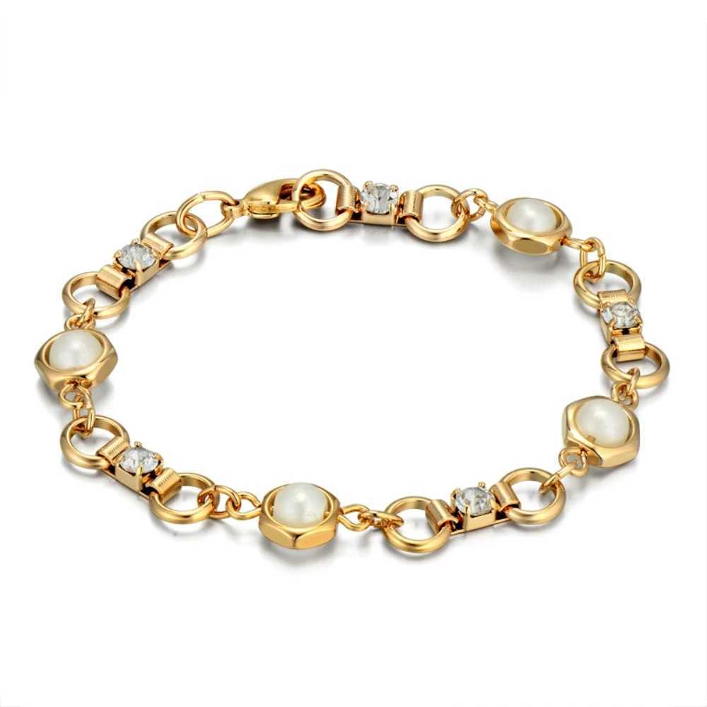 Cubic Zirconia Crystal Chain Bead Rhinestone Charm Bracelet for Women Ladies Gold Silver Color Bangle Jewelry AccorieXJ250117
