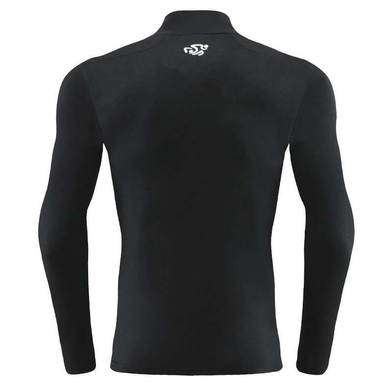 Ddmytiger China Domestic Men Half Zipper Long Sleeves Workout Letter Running Compression Gym Stretch Bodybuilding Tee Breathable Football Training Shi