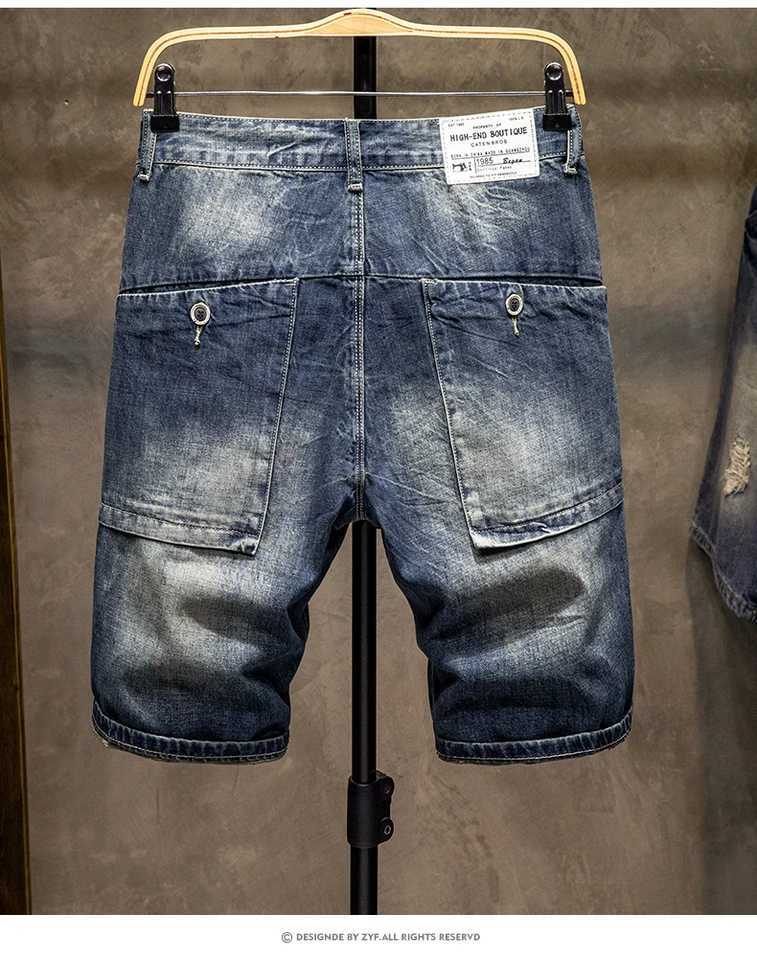 Blue Mens Ripped Short Jeans Clothing Bermuda Cotton Shorts Breathable Denim Shorts Male 2024 New koreanFashion y2k jean shortsXJ250117