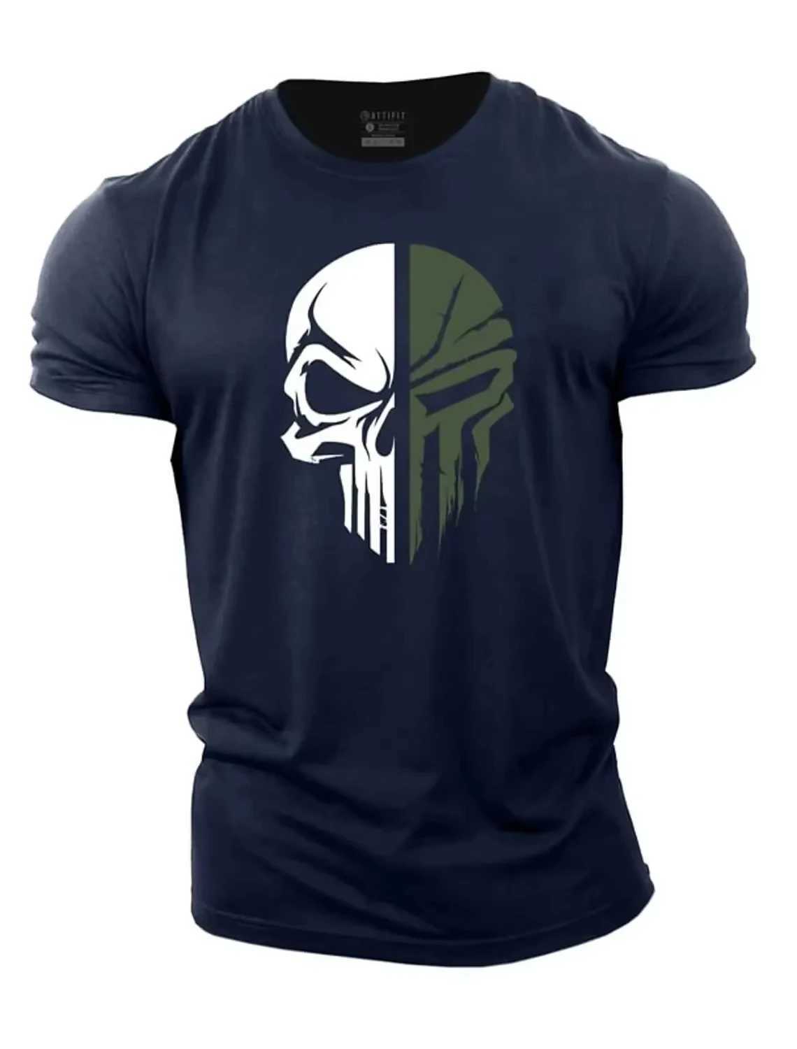 2025 Summer New Mens Fashion T-shirt 3D Printed Military Skull Hanging T-shirt Fitness Sports Clothing Mens Clothing Sports ToXJ250117