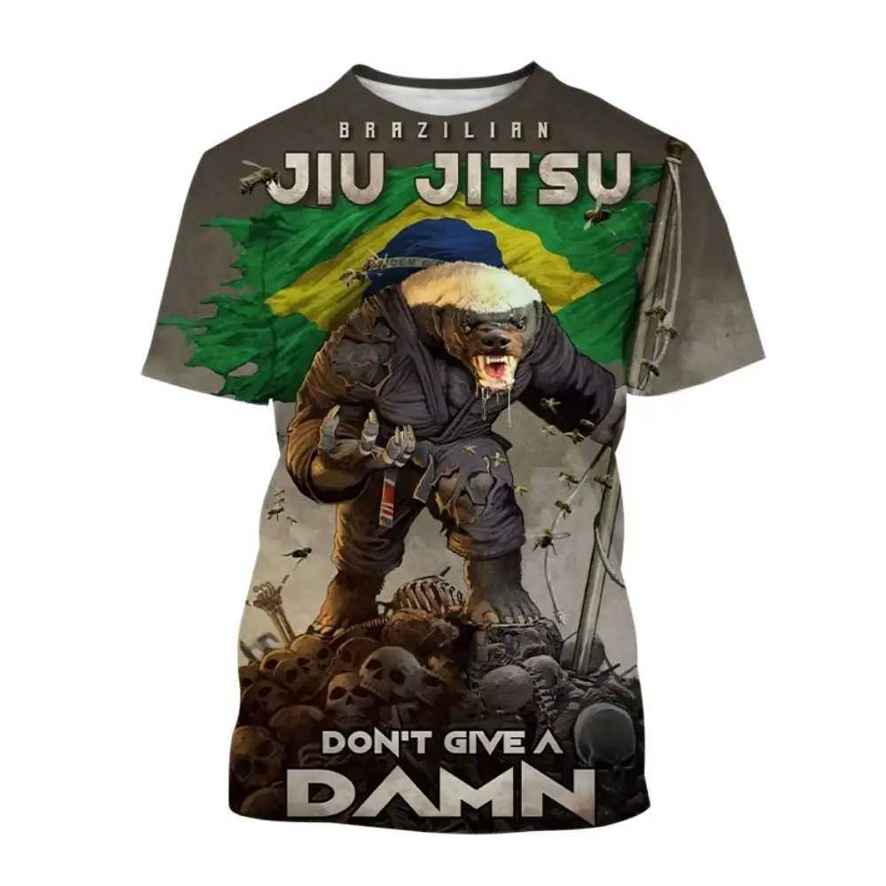 Mens T Shirt BJJ Jujitsu Enthusiast Wrestle Clothing Fashion 3D Animal Pattern Oversized T-shirt Casual O-neck Short Sleeve TopXJ250117