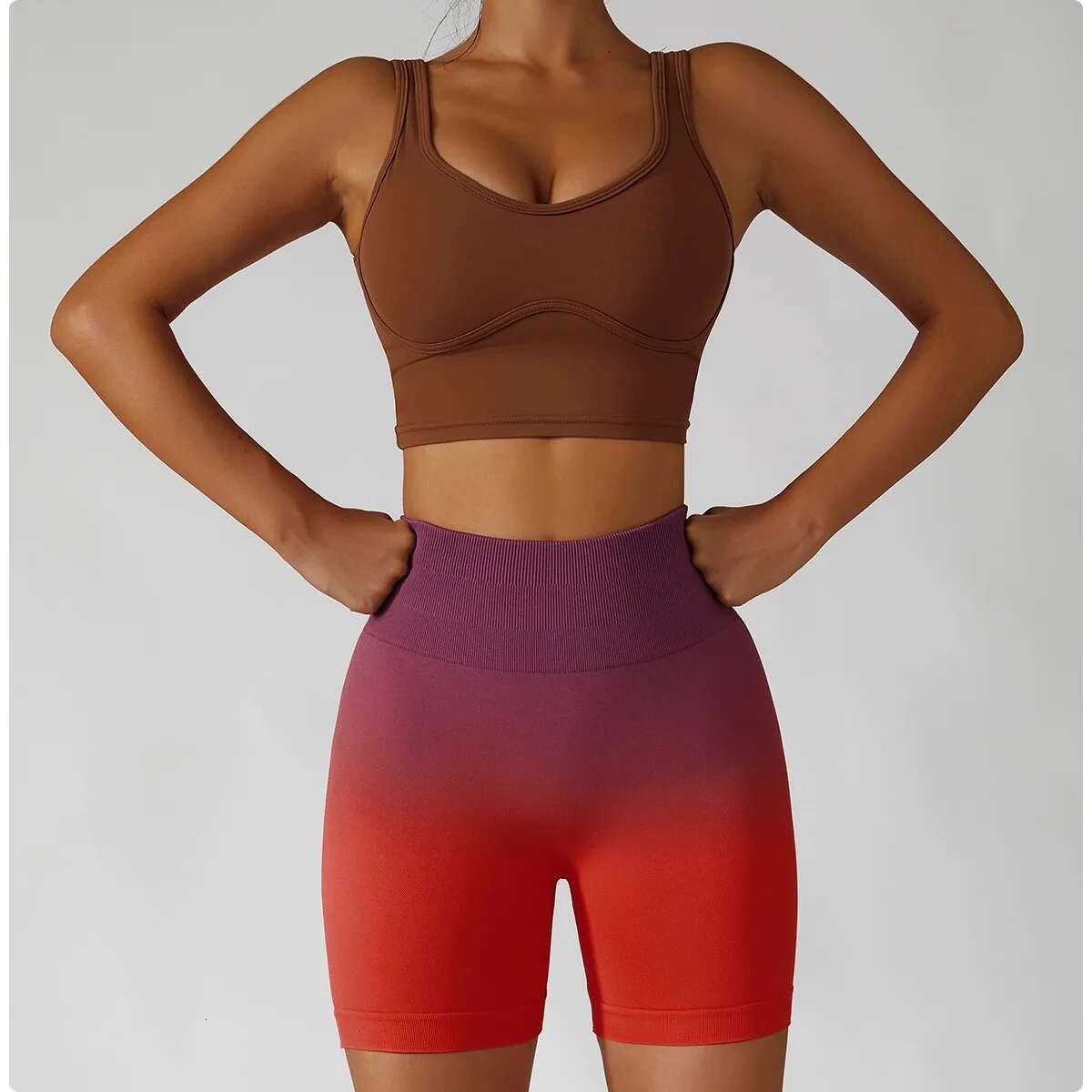 Ddmytiger China Domestic Gradient Seamless Yoga Gym Running Workout Tight Sports Shorts Women S High Waist Elastic Butt Lifting Fiess Pants Ddmytiger
