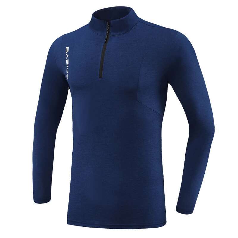 Ddmytiger China Domestic Men Half Zipper Long Sleeves Workout Letter Running Compression Gym Stretch Bodybuilding Tee Breathable Football Training Shi