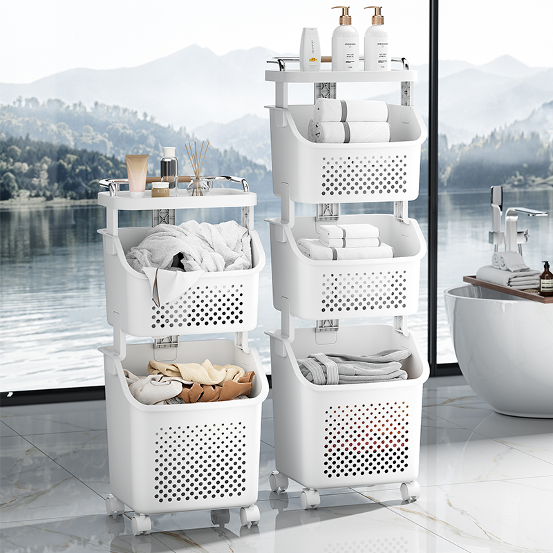 Compact Household Cleaning Bin with Integrated Holder - Enhanced Storage Efficiency for Washing Essentials