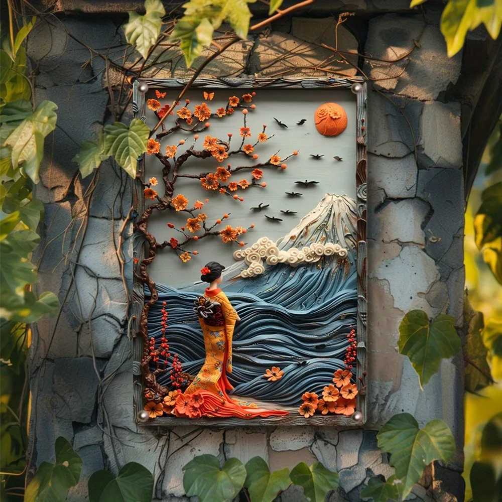 1Pc Vintage Japanese Style Metal Wall Painting Art Sign 2D Plane Made of Alumi Sign for Cafe Home Garden Store Bedroom DecorXJ250116