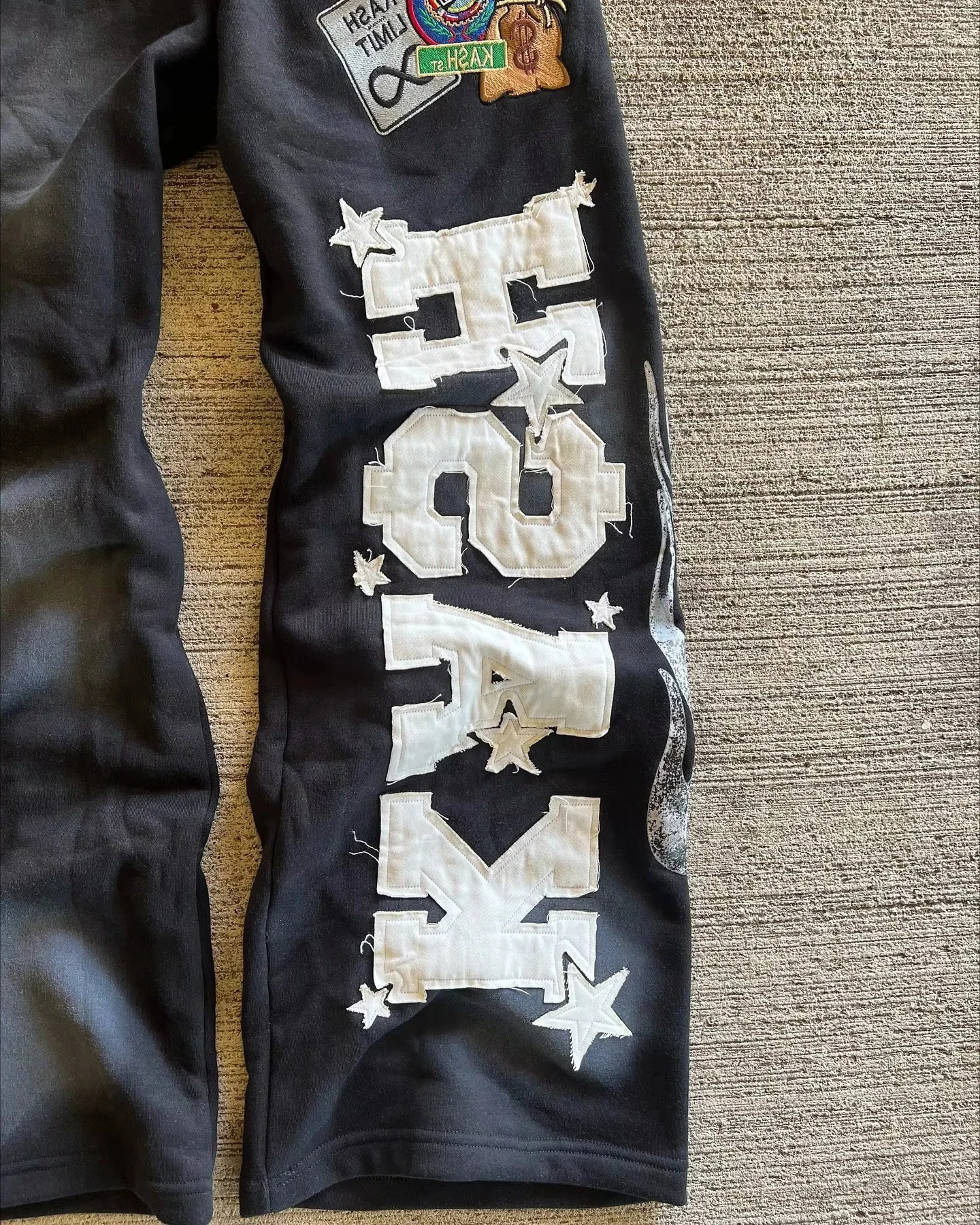 Streetwear Vintage Patchwork Double Layer Sweatpants Y2K Pants Men Women Hip Hop Letter Baggy Elastic Waist Jogging Casual Pants 250113
