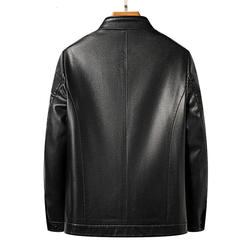 YN-2335 Spring and Autumn Mens Genuine Leather Polo Mock Neck Jacket Fashion Slim Sheepskin Coat Black Grey Husband Gift Youth 250114