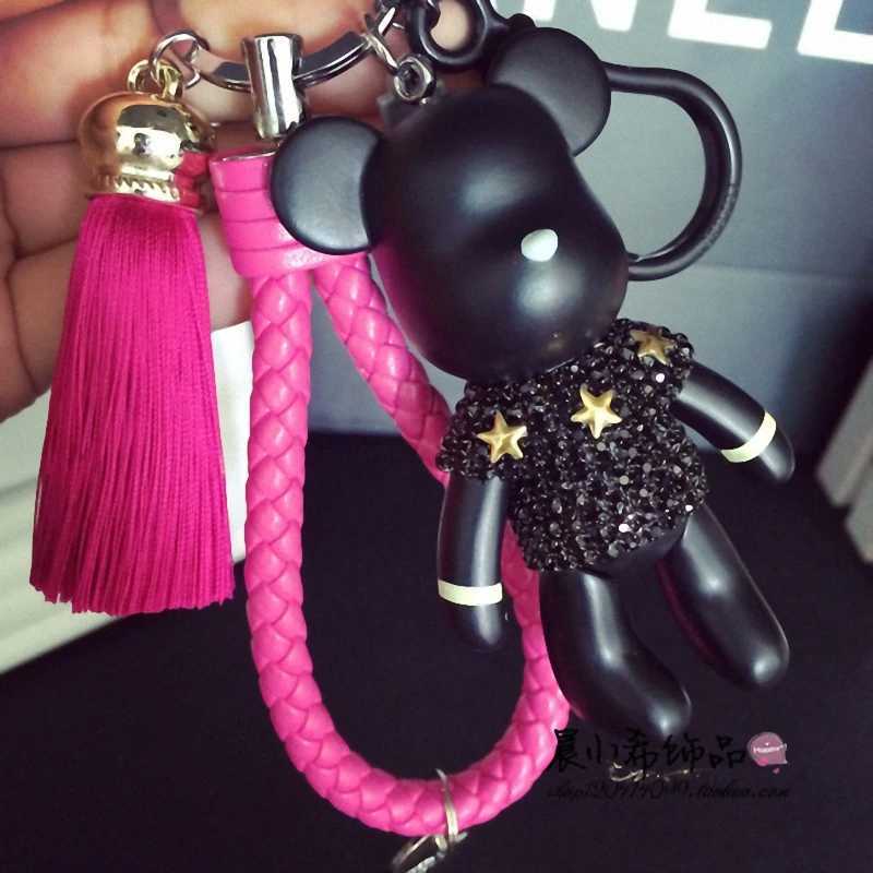 2021 Fashion Bomb Tassels Cartoon Popobe Gloomy Bear Keychain Cute Bag Charm Holder Cartoon Resin Key Chain W250116
