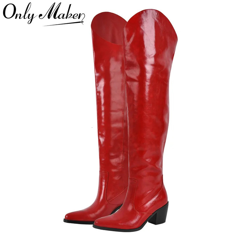 Onlymaker Women Pointed Toe Black Over The Knee High Boots 65CM Heel Winnter Fashion Thigh 250117