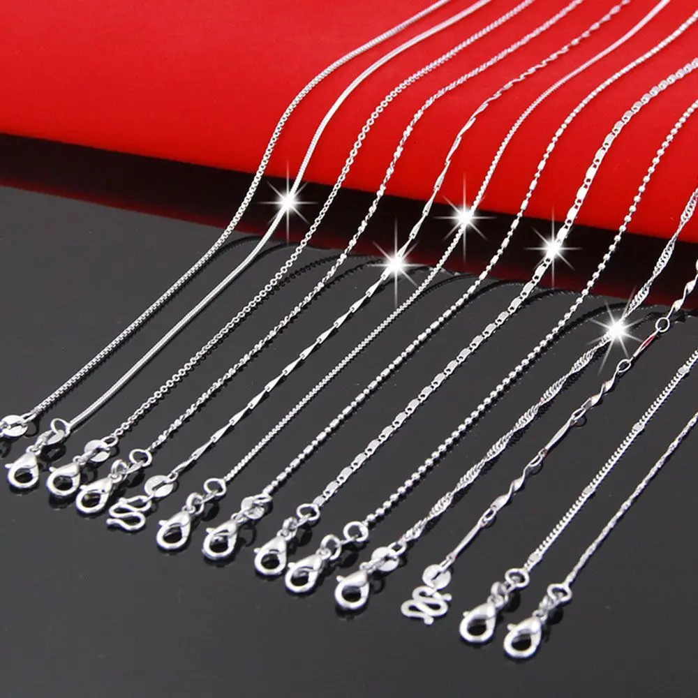 Multistyle 925 Sterling Silver Necklace Chains Water Wave Snake Female Clavicle Chain Simple Fashion Jewelry 18 inch Trendy 250114