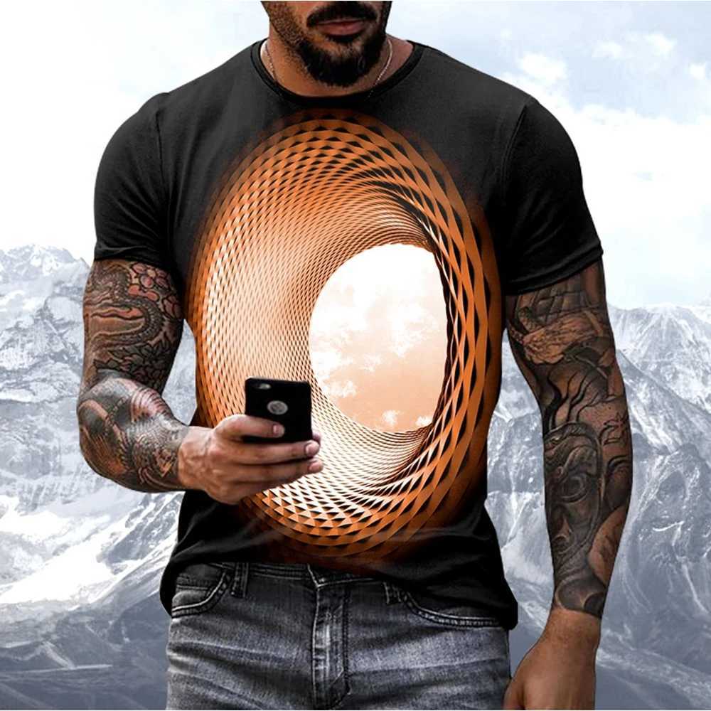 New Mens Personalized T-shirt Fashion 3D Sky Print Casual Crew Neck T-shirtXJ250117