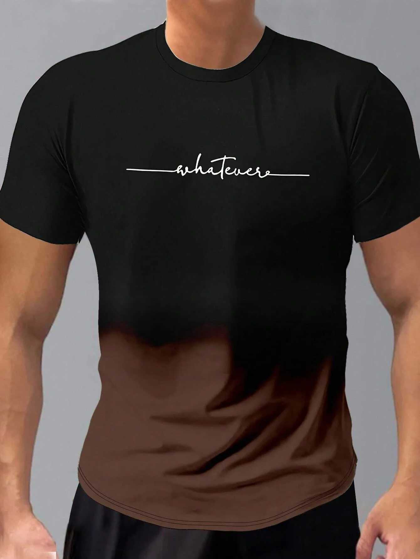 Summer Fashion Mens Gradient Color Blocking 3D Printed Short Sleeve Oversized Round Neck Casual Tee Top Streetwear Men ClothingXJ250117