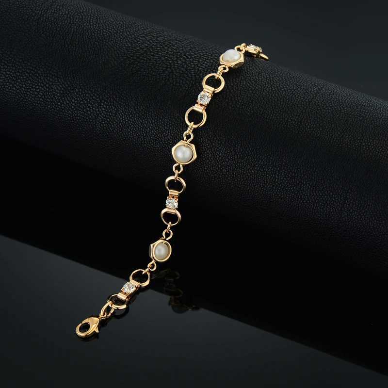 Cubic Zirconia Crystal Chain Bead Rhinestone Charm Bracelet for Women Ladies Gold Silver Color Bangle Jewelry AccorieXJ250117