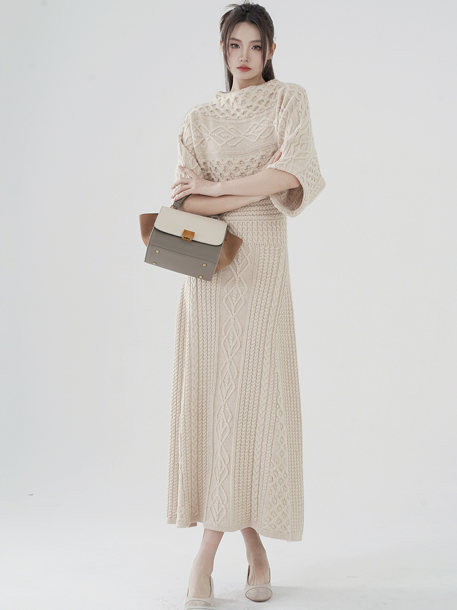 Y190 autumn and winter dress high-end knitted long skirt outer wear design waist hip skirt long skirt