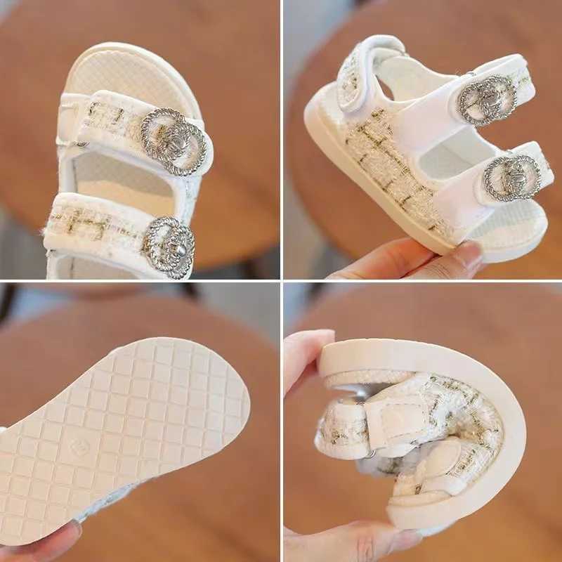 Sandals Girls Summer Sandals Princess Elegant Double Hook Design Fashion Shoes Baby Soft Beautiful Beach Sandals 2024 NewY250116D5LI