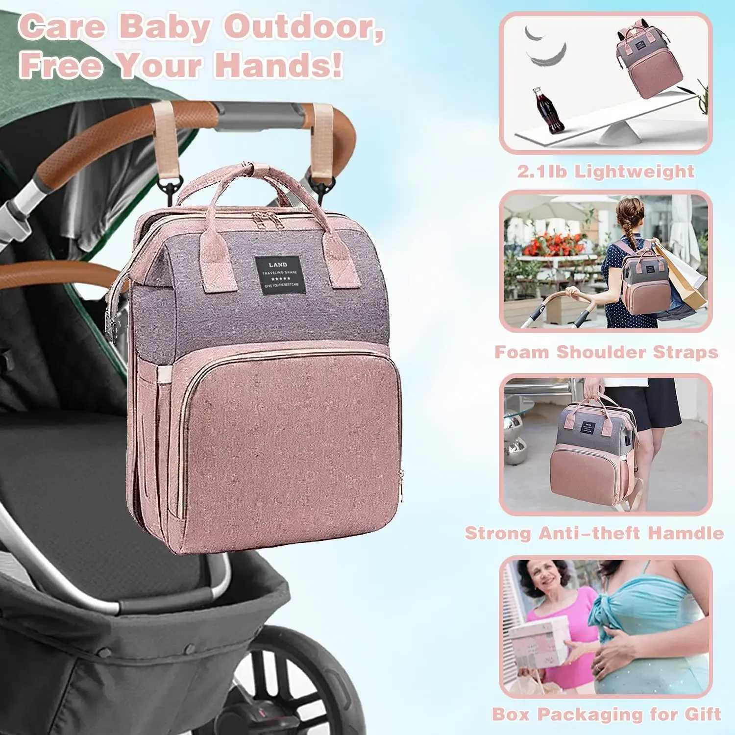 Ultimate Mommy Bag for Travel - Large-capaci Foldable Backpack with Crib Bed and Diaper BagXJ250117