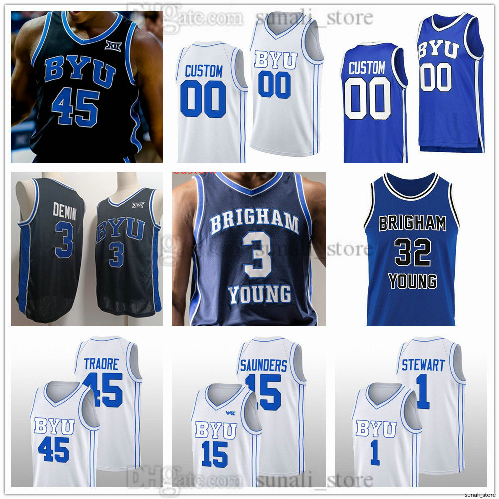 2025 BYU Cougars College Basketball Jersey 3 Egor Demin 21 Trevin Knell 13 Keba Keita 15 Richie Saunders 0 Mawot Mag 45 Fousseyni Traore 6 Kanon Catchings Printed