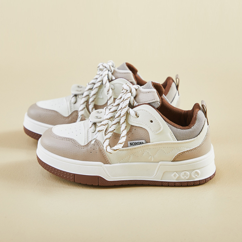 Women Casual Shoes Fashion 2025 New Korean Version Thick Sole Design Sense Versatile Triple Black Beige Khaki Free shipping