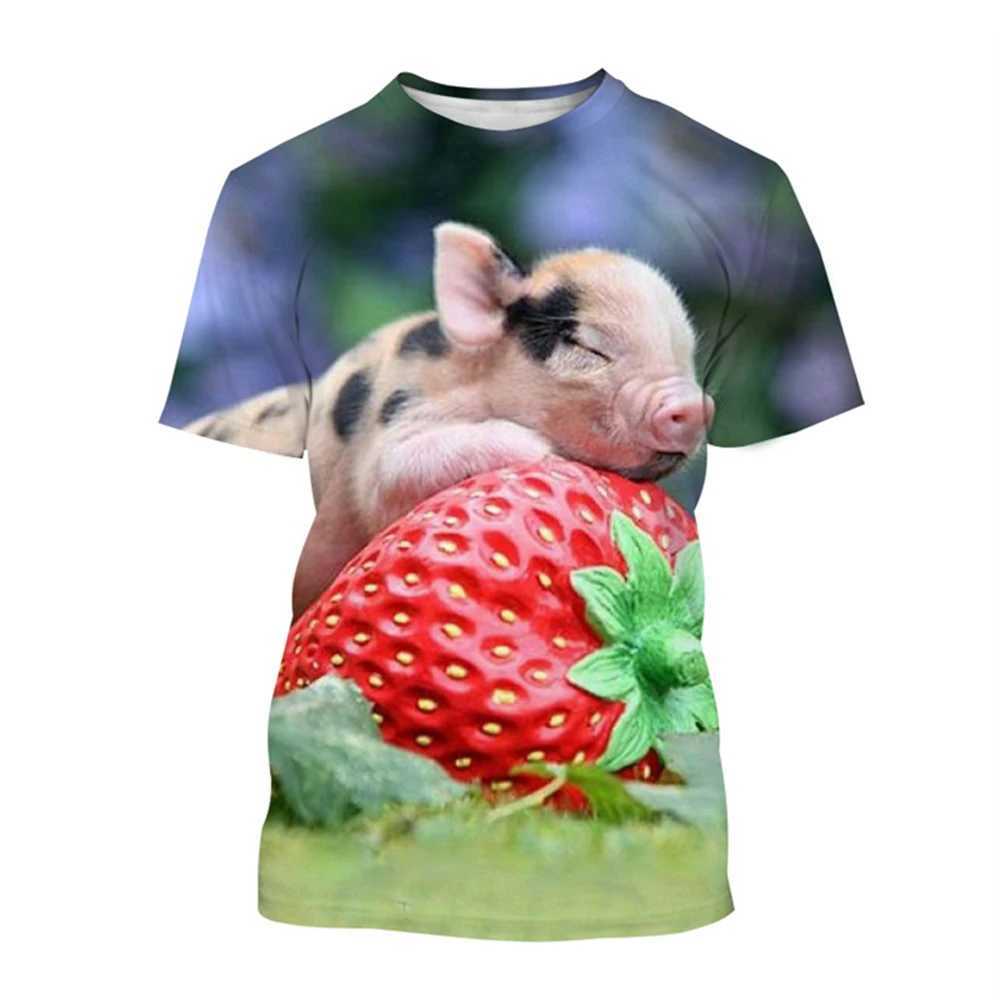 Guitar-Playing Pig 3D Printed Mens T Shirts Funny Summer Animals O-Neck Short Sleeve Casual Comforts Tees Shirt Kid Tops WomenXJ250117