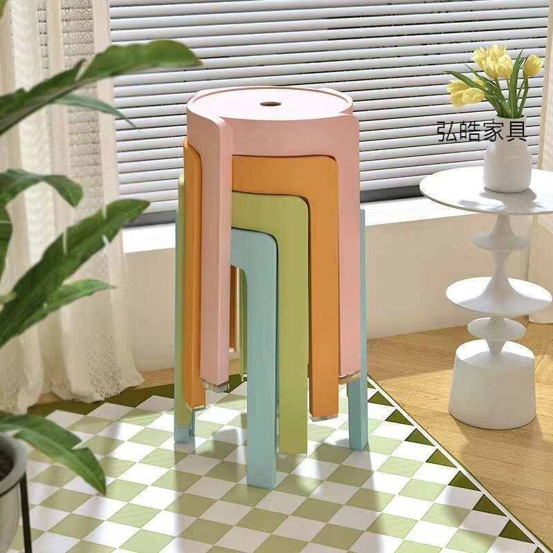 0152 Thick plastic household round simple stool that can be stacked, windmill rubber stool, dining table, high chair