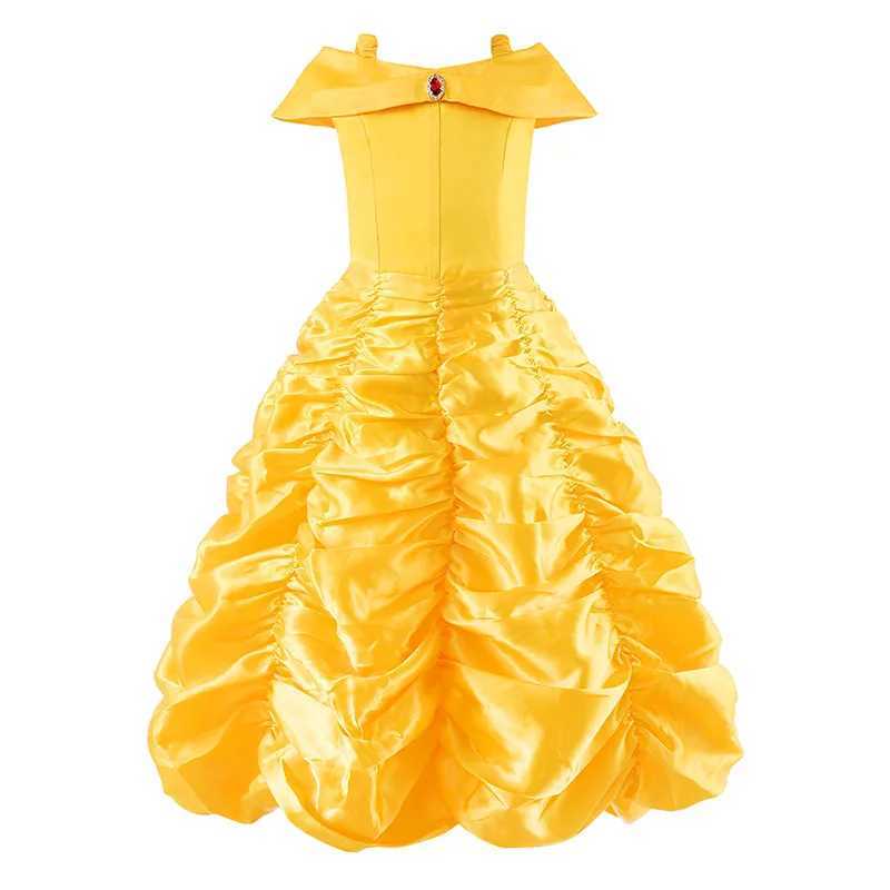 Yellow Princess Dress Halloween Cosplay Costumes Beau and The Beast Kid Dress For 2-10Y Girls Birthday Par Children ClothingXJ250117