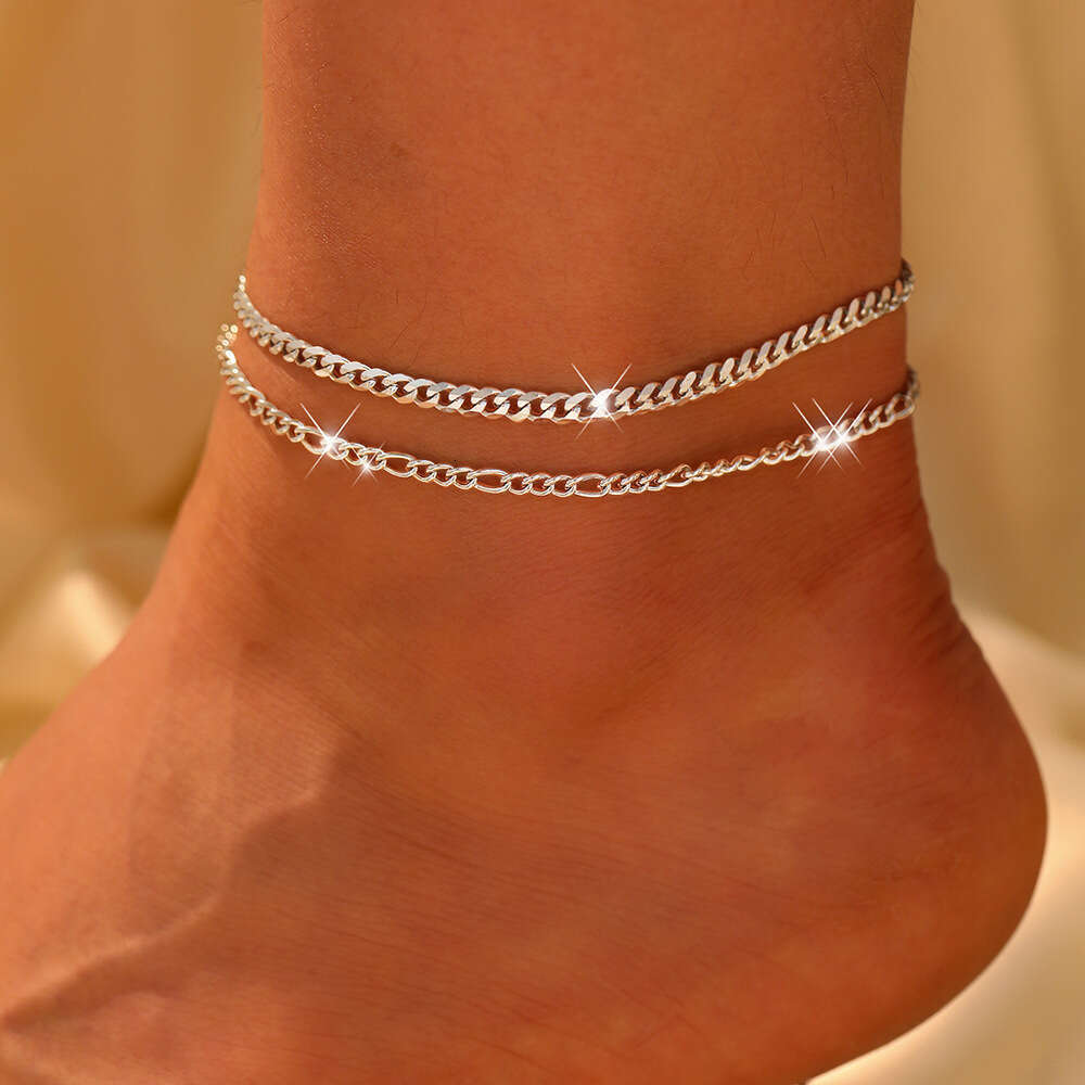 Minimalist fashionable Bohemian ankle with stainless steel personality, nd layered foot chain for accessories