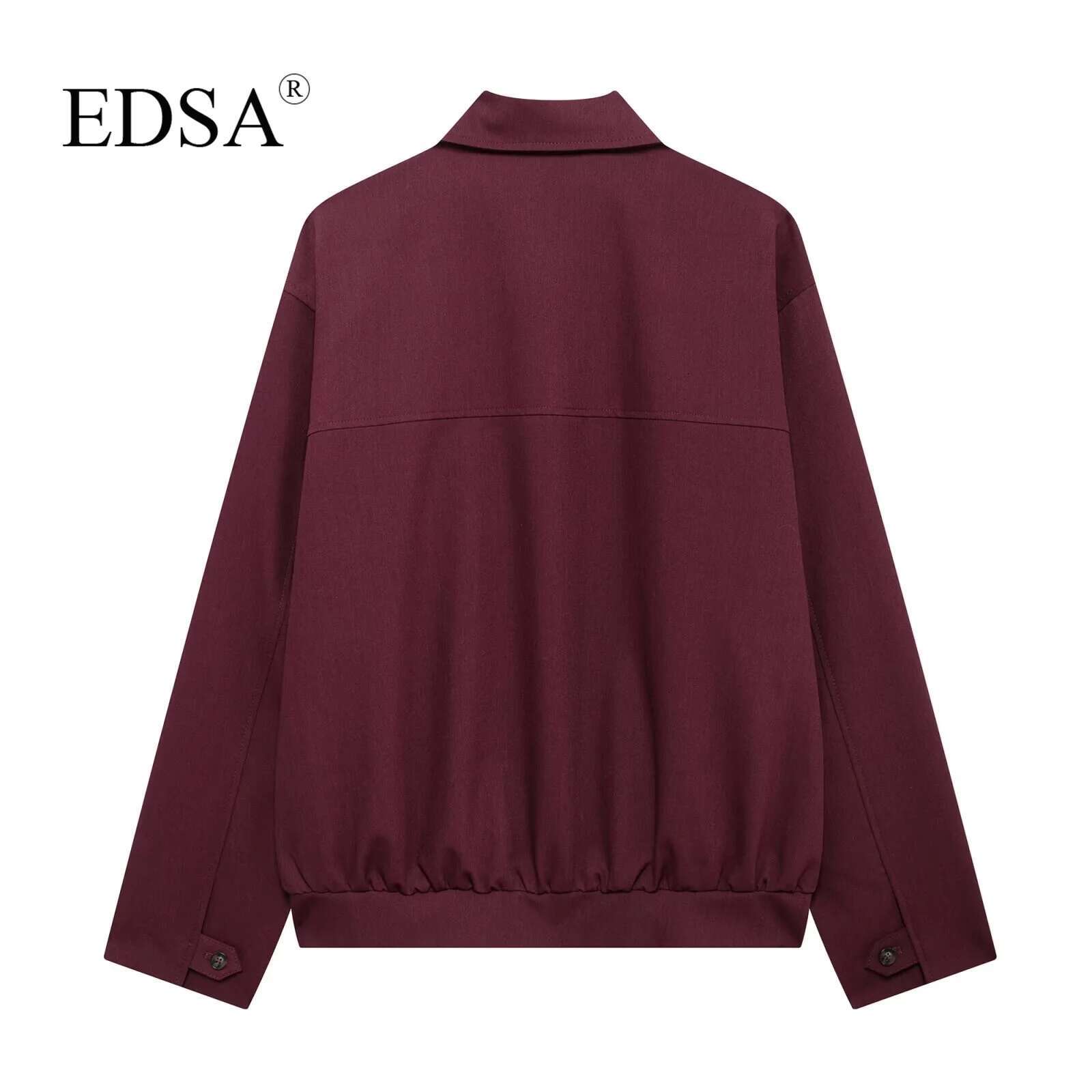 EDSA Women Vintage Loose Zipper Lapel Bury Color New 2024 Autumn Fashion Versatile Street Outwear Jacket