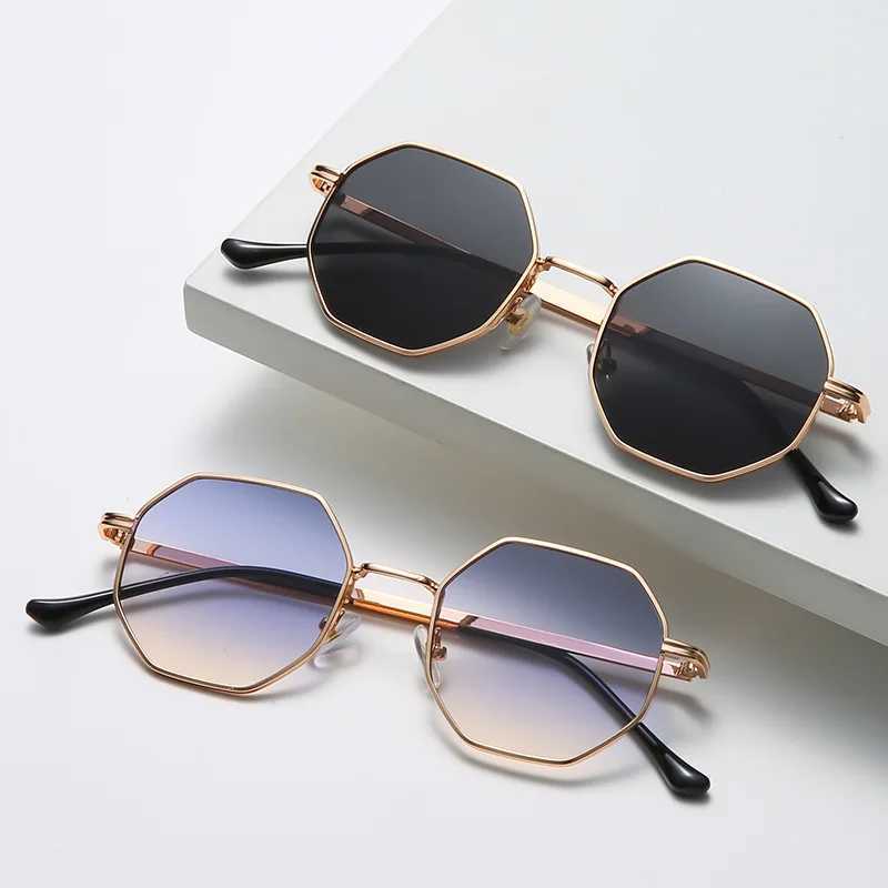 Luxury Square Sunglasses Man Woman Fashion Small Frame Polygon Sun Glasses Metal Vintage Retro Brand Octagon Sunglasses W250116