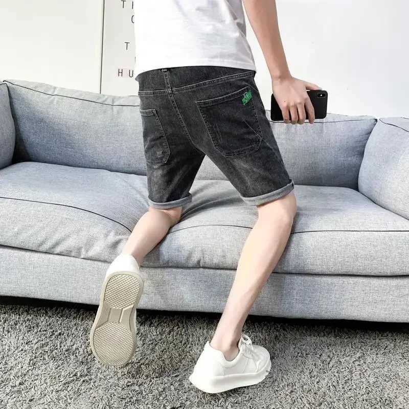 Mens Short Jeans Pants Straight Ripped Streetwear Black Male Denim Shorts with Comfortable Xxxl Vintage Cowboy Y2k Fashion XlXJ250117