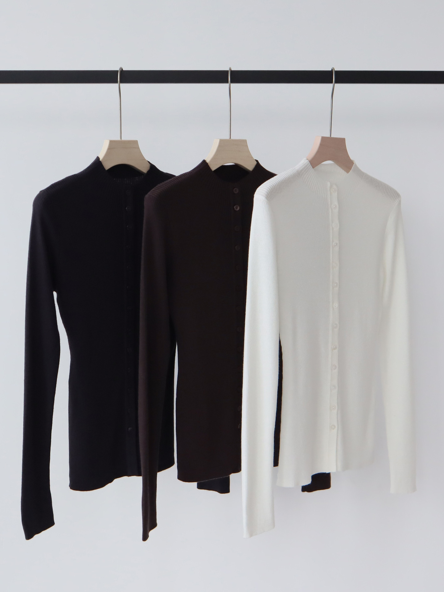 bbmy1 Elegant Woolen Knit Cardigan with French Cuff - Comfortable High Neck Slimming Layering Option for Women
