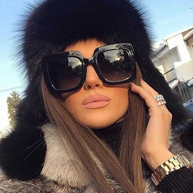 Fashion Square Sunglasses Woman Vintage Brand Designer Oversized Sun Glasses Female Retro Gradient Redgreen Sunglasses W250116