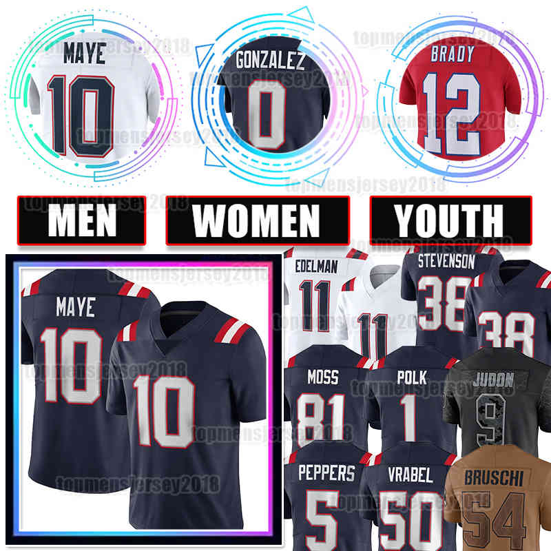 10 Drake Maye Jersey 0 Christian Gonzalez Football Mike Vrabel Rhamondre Stevenson Tom Brady Demario Douglas Peppers Julian Edelman Kayshon Boutte Kendrick Bourne