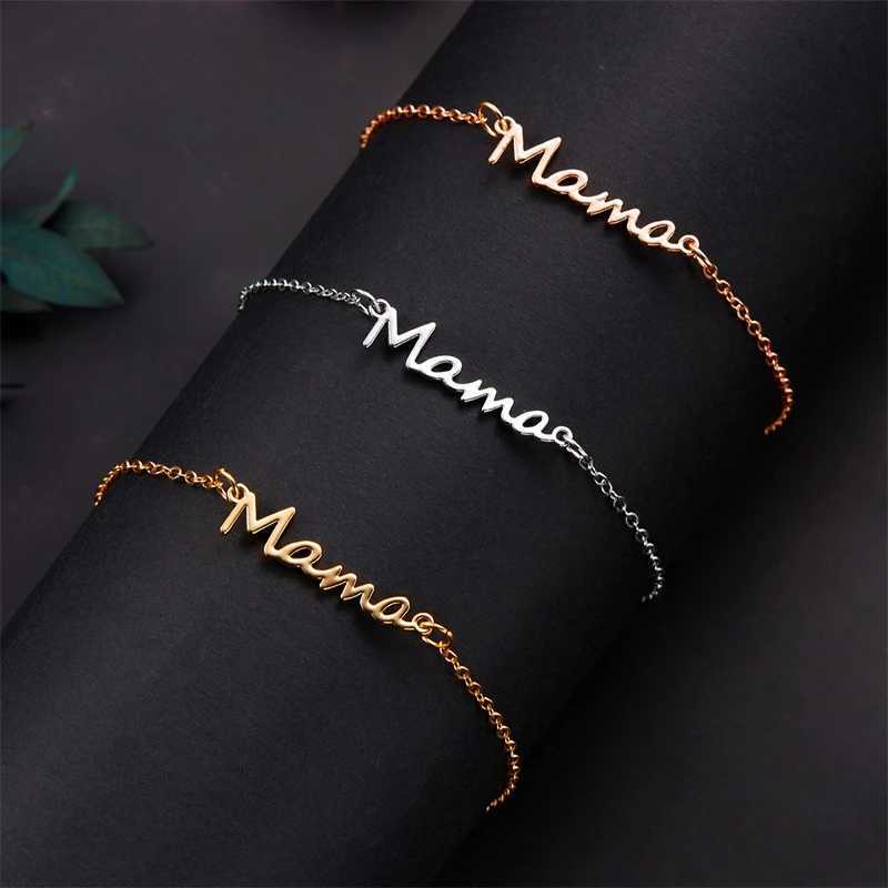 Double-deck Letter Mama Pendant Bracelets Fashion Charms Copper Chains For Women Jewelry Party r Mum Mothers Gifts XJ250804