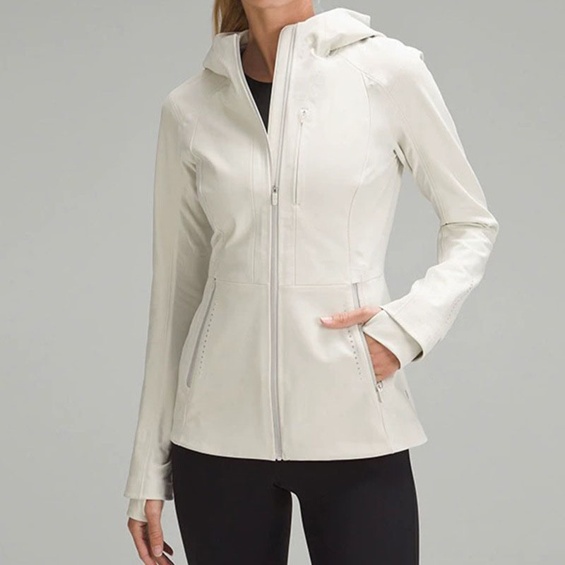 European and American women's high-quality zipper cardigan waterproof hooded sweatshirt yoga suit slimming sports jacket with fleece jacket