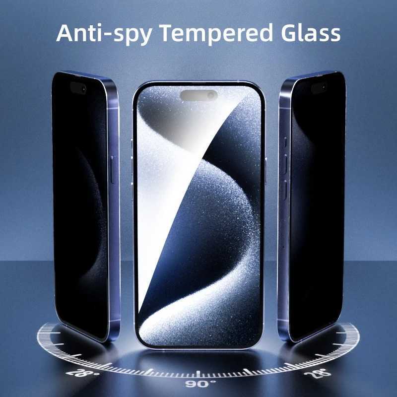 4 PCS Anti-spy Tempered Glass For iPhone 15 Pro Max 13Pro Full Cover Screen Protector For iPhone 16ProMax 13 Anti-peep Glass O250116