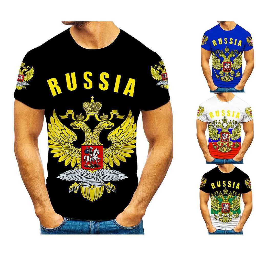 Russian Tee Tops Men/Women 3D Russia Flag Eagle Print Summer Casual T-shirt Unisex Hip Hop Punk Rock Tee Shirt Plus SizesXJ250117