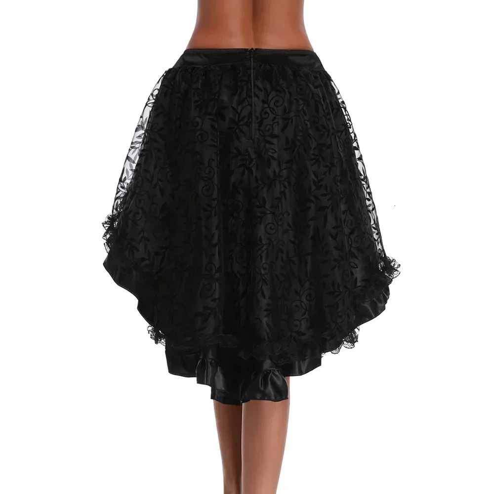 Steampunk Women Lace Floral Skirt Asymmetrica Renaissance Victorian Pirate Medieval Sexy Gothic Corset Skirts Matching 250108