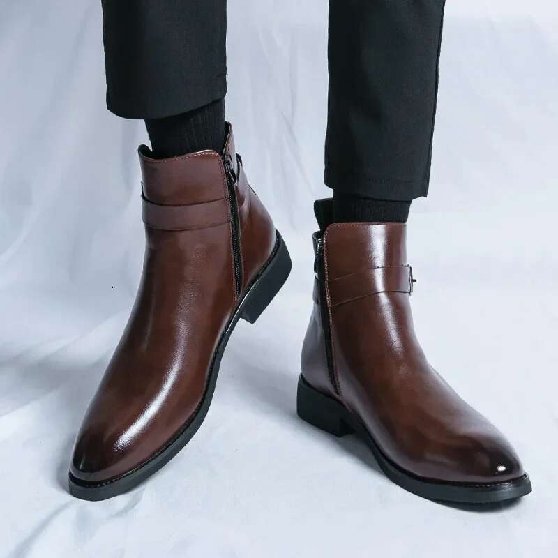 brand men's formal leather oxford dress business ankle boots men 38-47 free shipping shoes