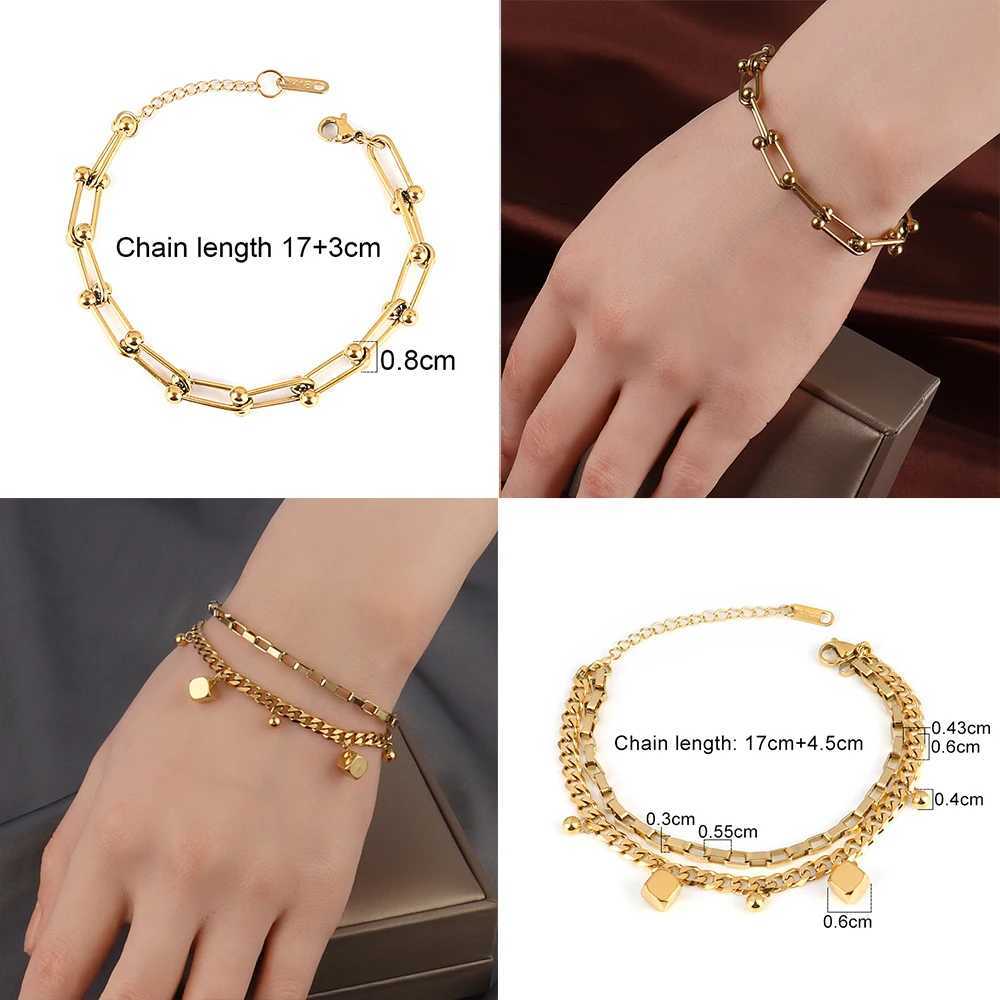 steel bracelet For Women stainless bracelets Heart Pendant Bracelets Fashion Chain Bracelets women Thick Bracelet Jewelry Gift W250116